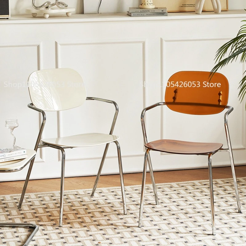 

Acrylic transparent backrest small apartment dining chair meal Nordic stool home armchair