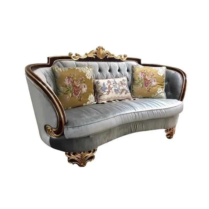 French sofa palace luxury living room solid wood classical burgundy sofa