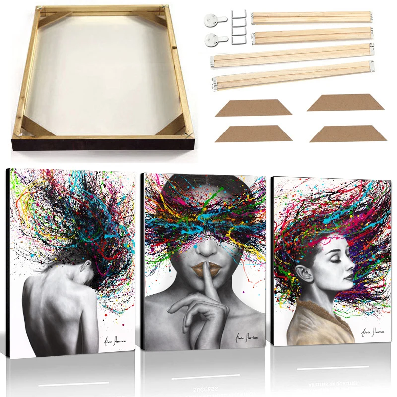 

Colorful Hair Sexy Woman Canvas Painting with Frame Graffiti Dancing Girl Wall Art Poster Prints Modern Abstract Art Picture