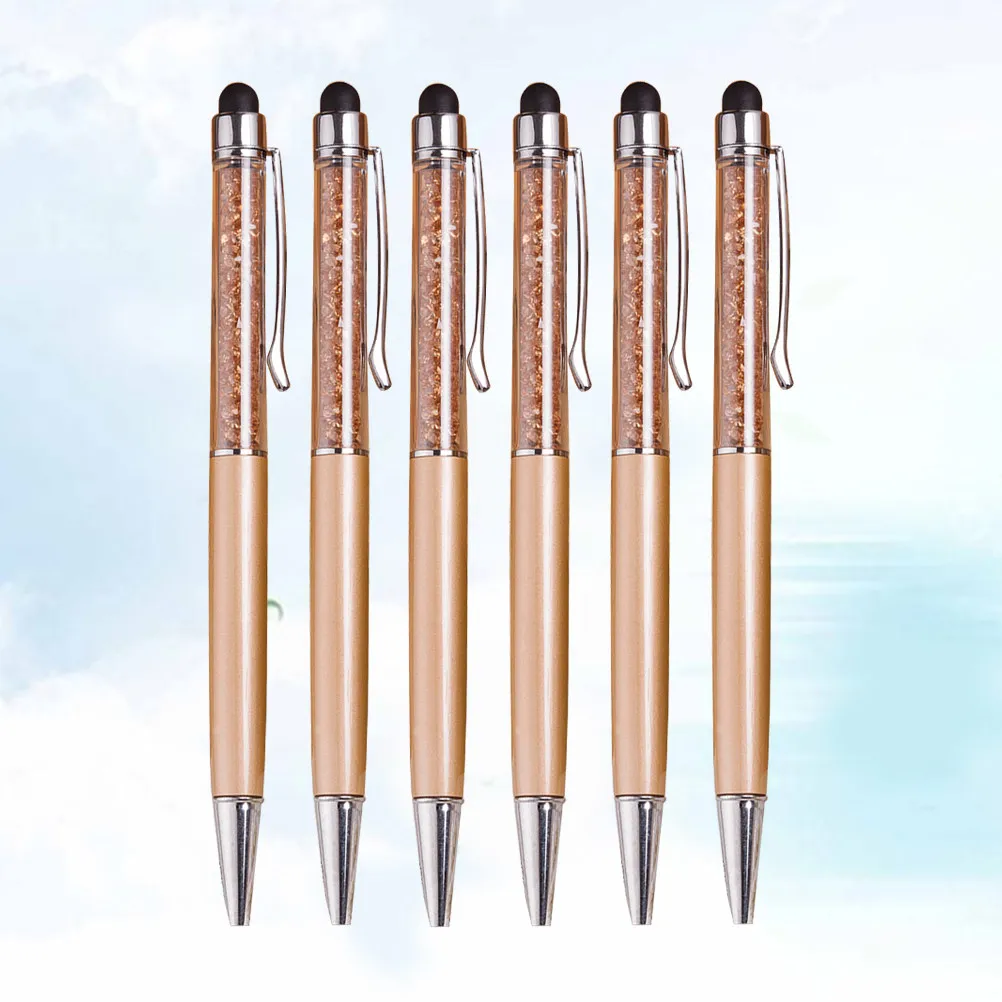 6Pcs Capacitor Stylus Pen Multi Function Metal Clip Mini Ballpoint Pen School Office Stationery Crystal Diamond Stylus