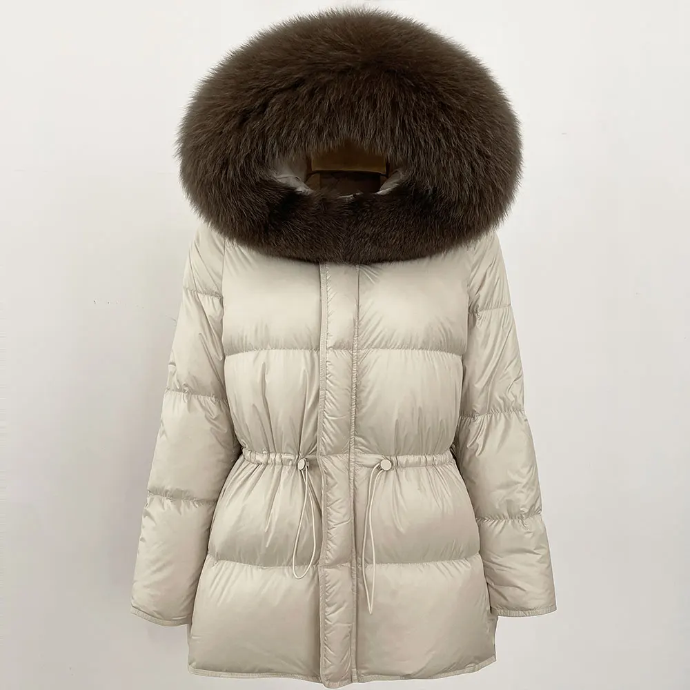 Hooded Natural Raccoon Fur Coat Reality Fur Jacket Women New Winter White Duck Down Coat Women Real Fox Fur Female Puffer Jacket