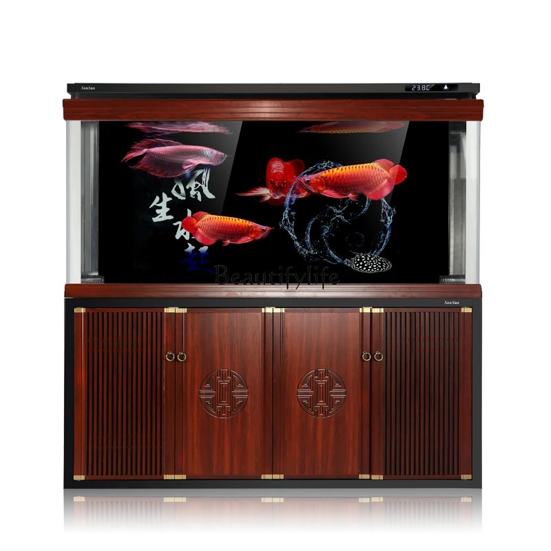 

Super White Glass Dragon Fish Tank Living Room Large Chinese Aquarium Living Room Screen