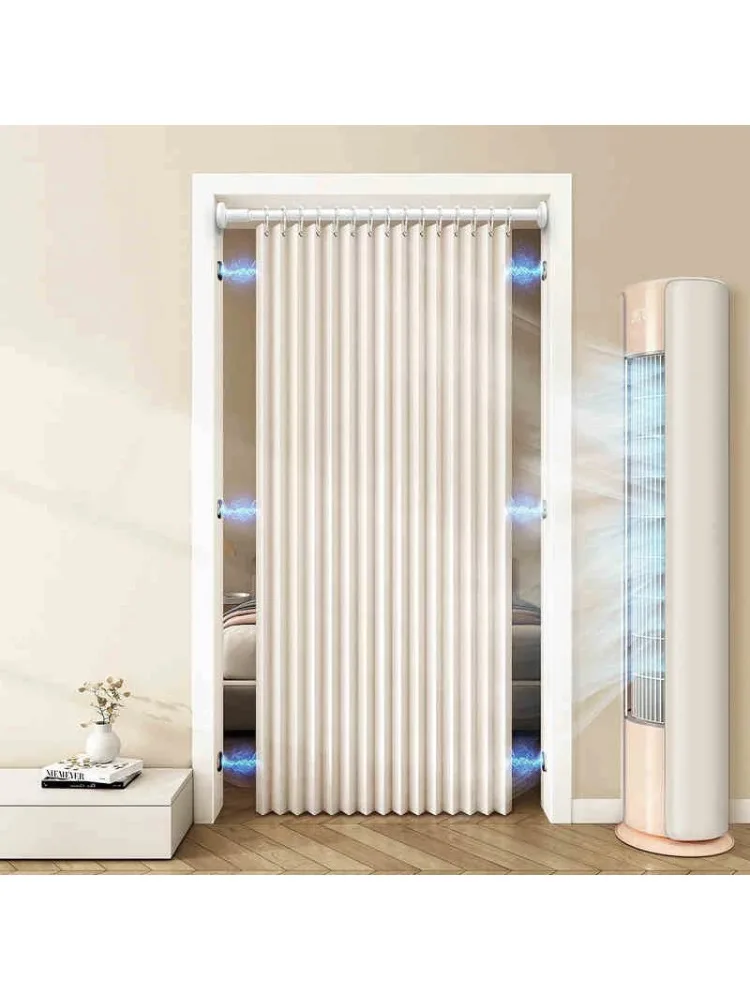 Rideau de porte magnétique plissé et pliable, rideau de placard en accordéon, rideau de séparation de pièce Applicable pour chambre à coucher et salon