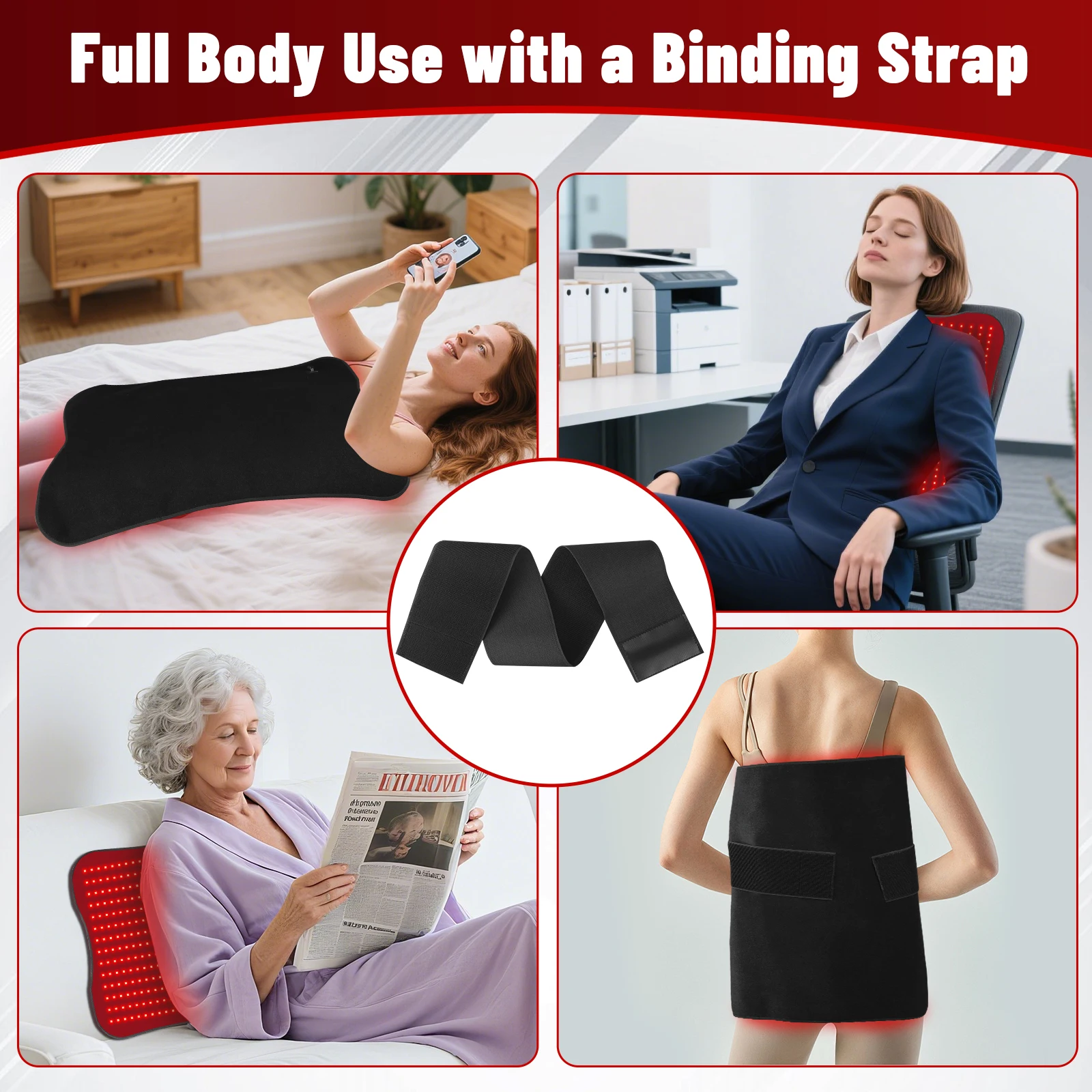 660nm 850nm الأحمر إضاءة بالأشعة تحت الحمراء العلاج الوسادة 210 قطعة LED حبة الضوء الأحمر حزام الجمال جهاز للجسم الظهر الركبة الأيدي قدم الإغاثة