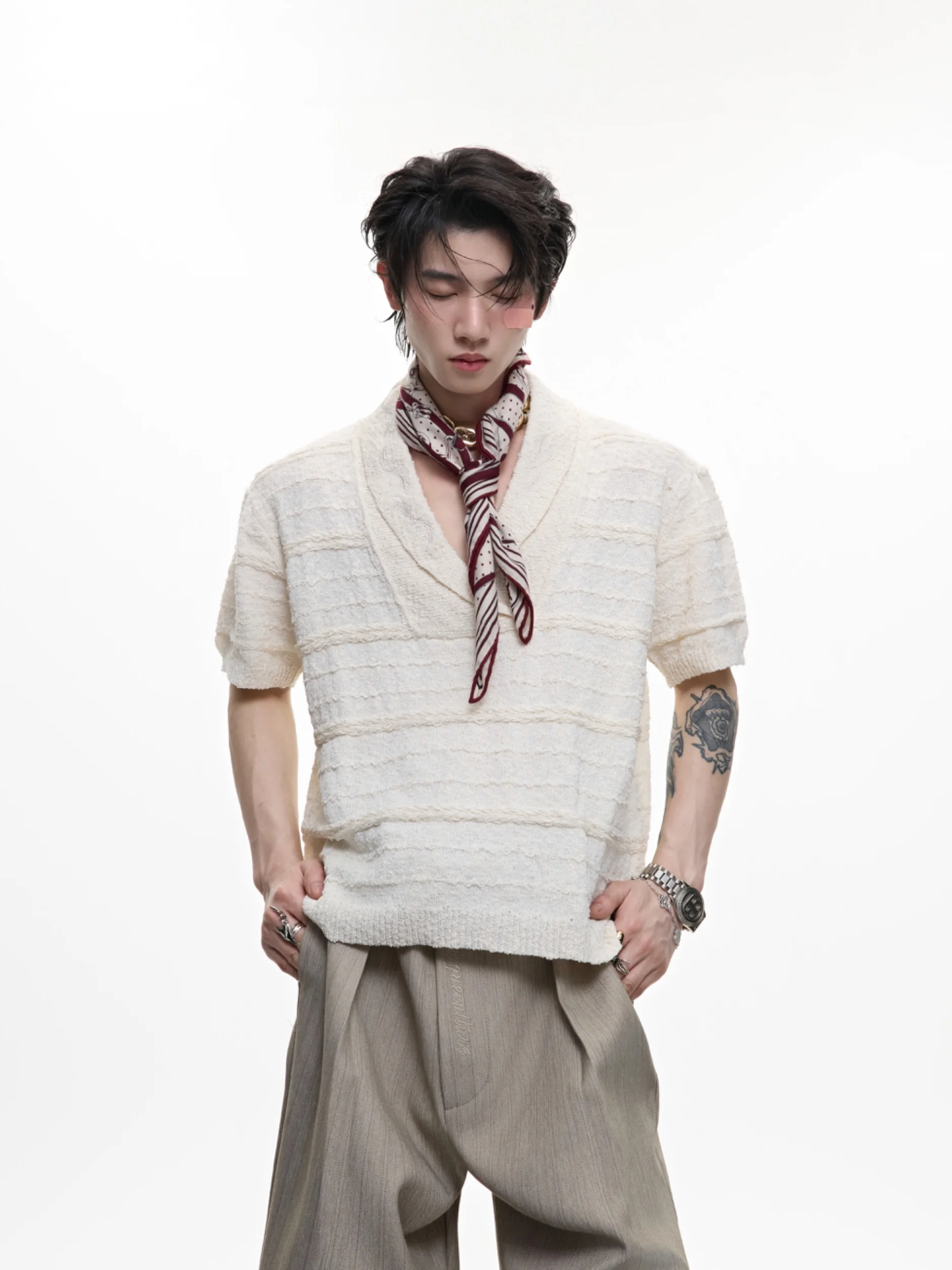 

Футболка ArguE CulturE с V-образным вырезом и коротким рукавом, вязаная, с вышивкой, охлаждающая, летняя, легкая, дышащая, влагоотводящая