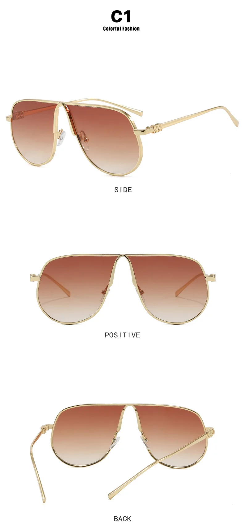 Neue Modemarke Übergroße Quadratische Sonnenbrille für Damen Vintage Legierung Farbverlauf Elegante Sonnenbrille Damen Sexy Fahrbrille – Detail 7
