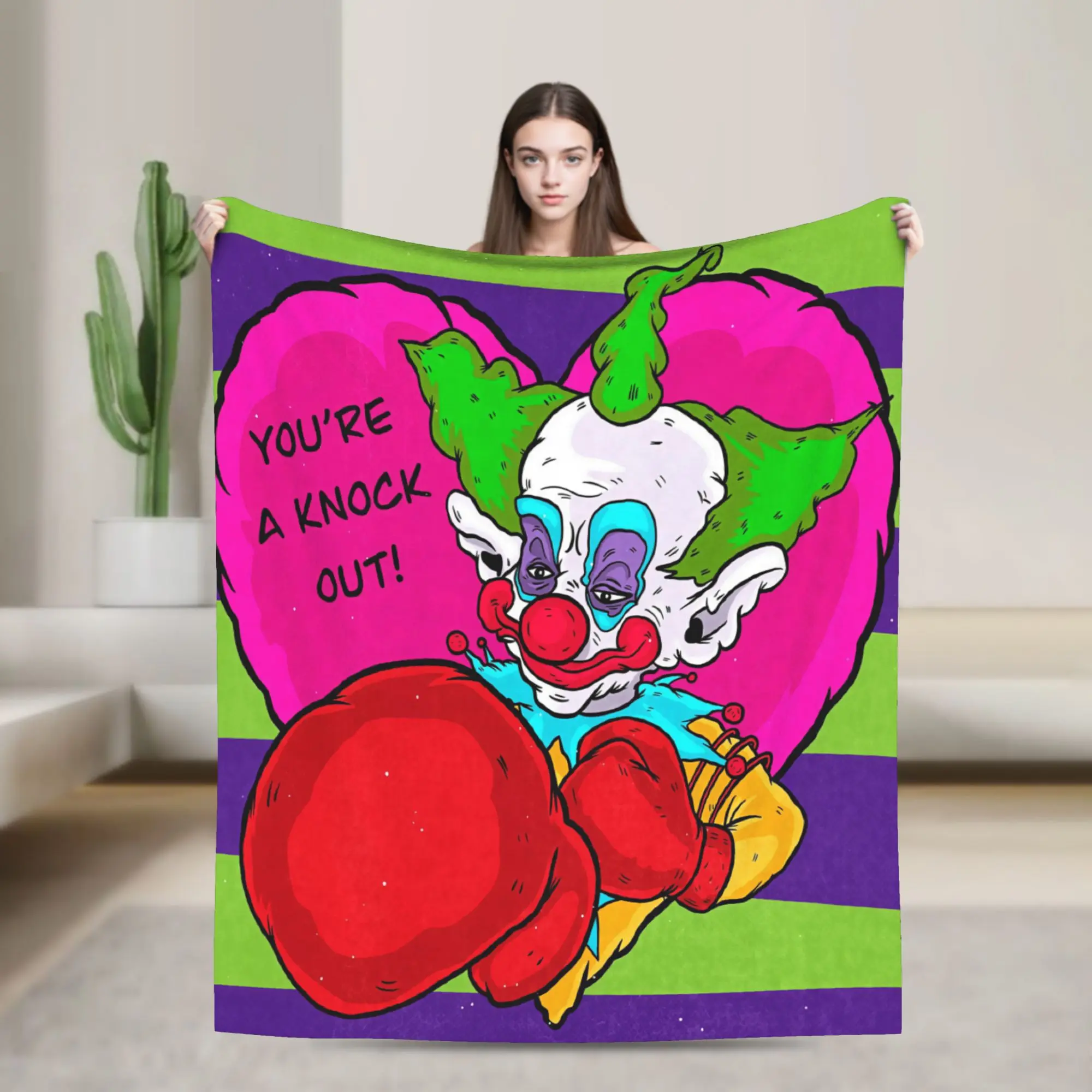 Killer Klowns From Outer Space Wax Blanket Office Flannel Throw Blanket For Bedroom Warm Soft Design Quality Bedspread Gift Idea