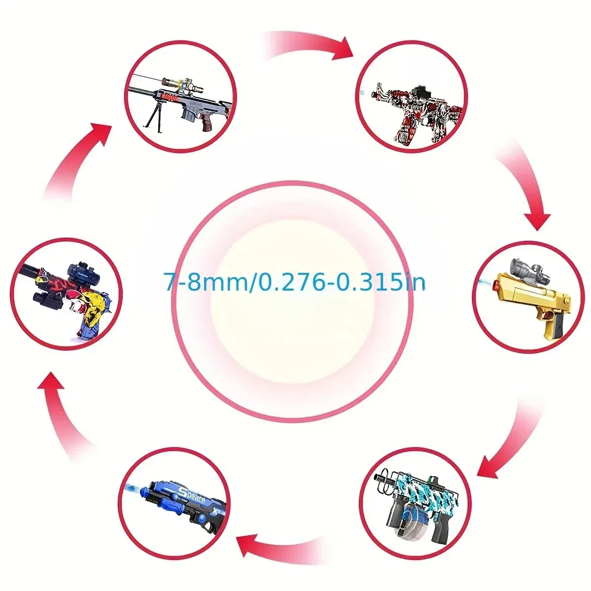 Gel Ball Blaster Navulling Splat Orby Rounds (7-8 mm, 10 verpakkingen, 10.000 stuks per verpakking), niet-giftig op waterbasis voor kinderen vanaf 14 jaar blauw