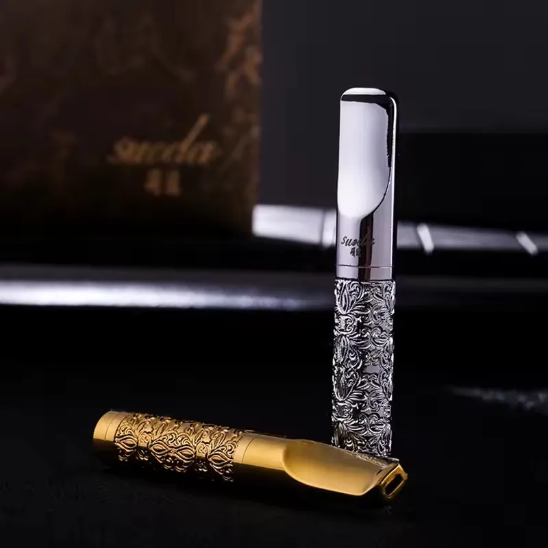 Alloy Universal Size Cigarette Mouthpiece Gold Silver Engraved Portable Smoking Users Premium Stylish - view 4