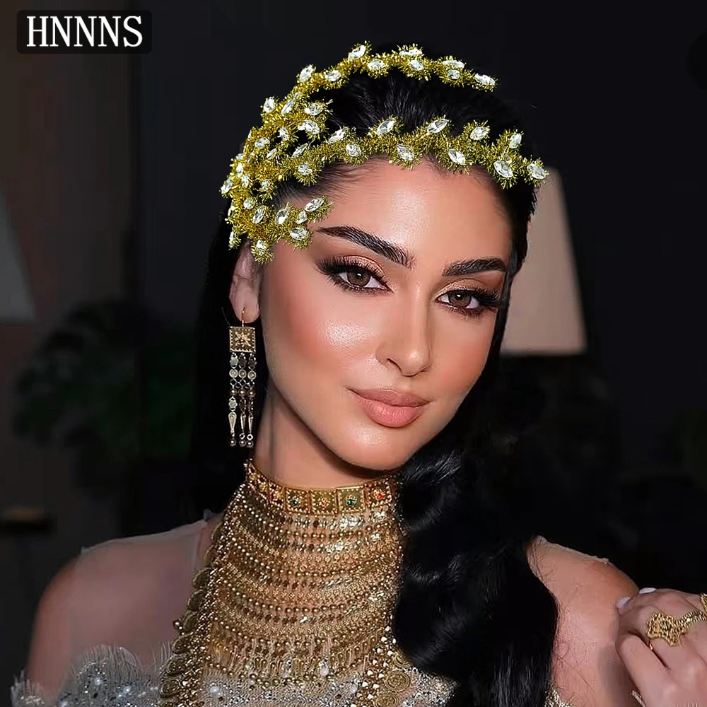 

HNNNS Vintage Luxury Hair Decoration Yellow Pipe Cleaner Hair Piece Handmade Headdress Wedding Jewelry Hair Accessories A368