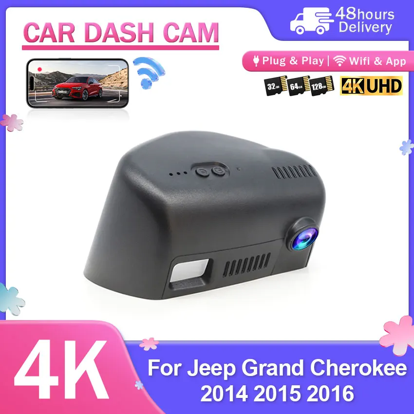 2160P 4K Dash Cam Front and Rear Car DVR Camera Plug and Play For Jeep Grand Cherokee 2014-2016 Wifi Video Recorder