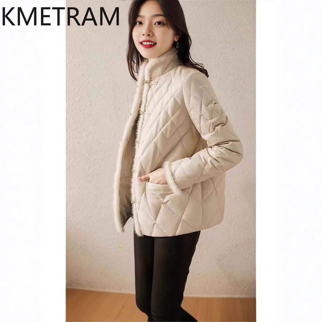 KMETRAM Genuine Sheepskin Goose Down Jackets Women Mink Fur Collar Short Coat Casual Winter Puffer Jacket 2026 Woman Clothes 패딩
