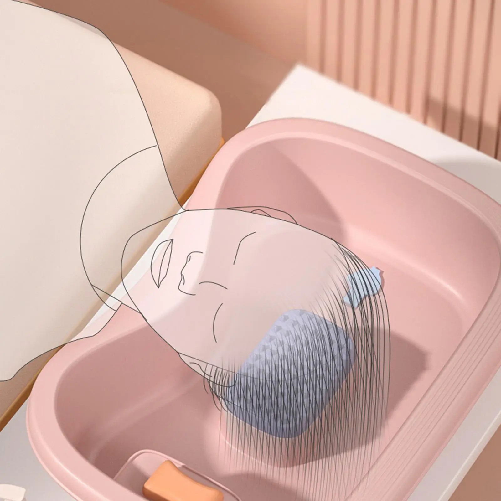 Portable Hair Washing Basin EVA Cushion Bathing Aid Mobile Shower Washbasin for