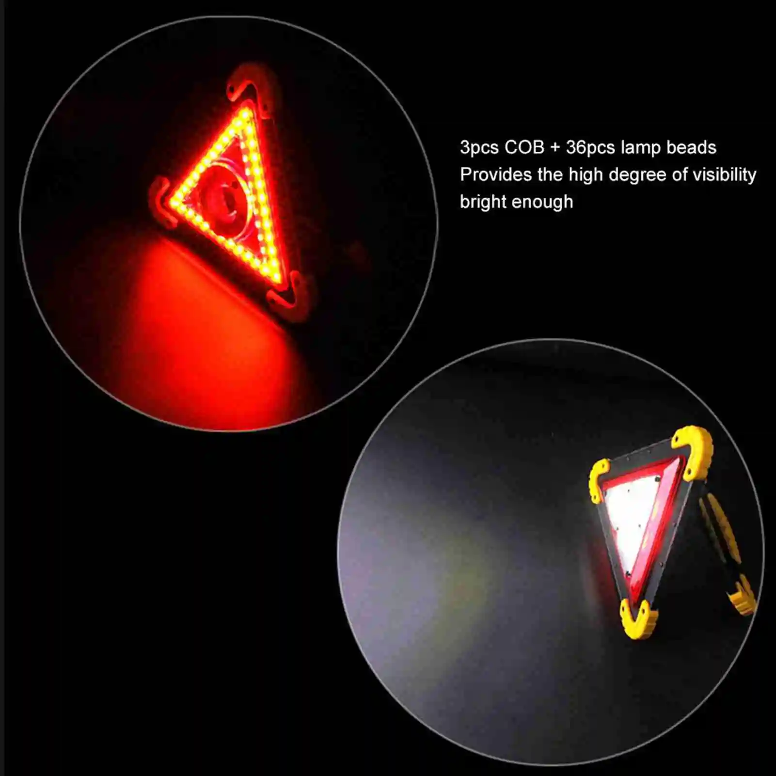 Car Stop Sign 30W Multifunction Car Breakdown Emergency Safety Triangle Stop Sign with Red LED Warning Light LED Triangle Light