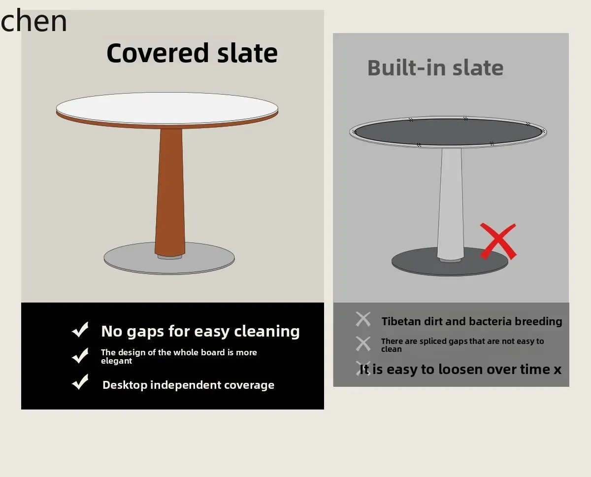 DSA solid wood rock slab round table retro household small apartment dining table round dining table
