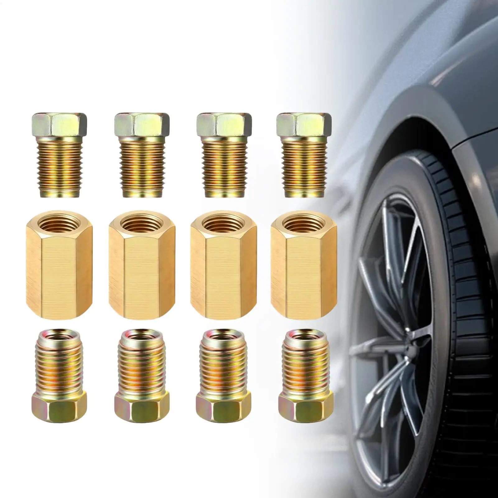 Brake Line Repair Fittings Brass Thread Adapter Union Assortments 3/16 Brake Line Attachments For Sedans SUVs Pickups Minivans