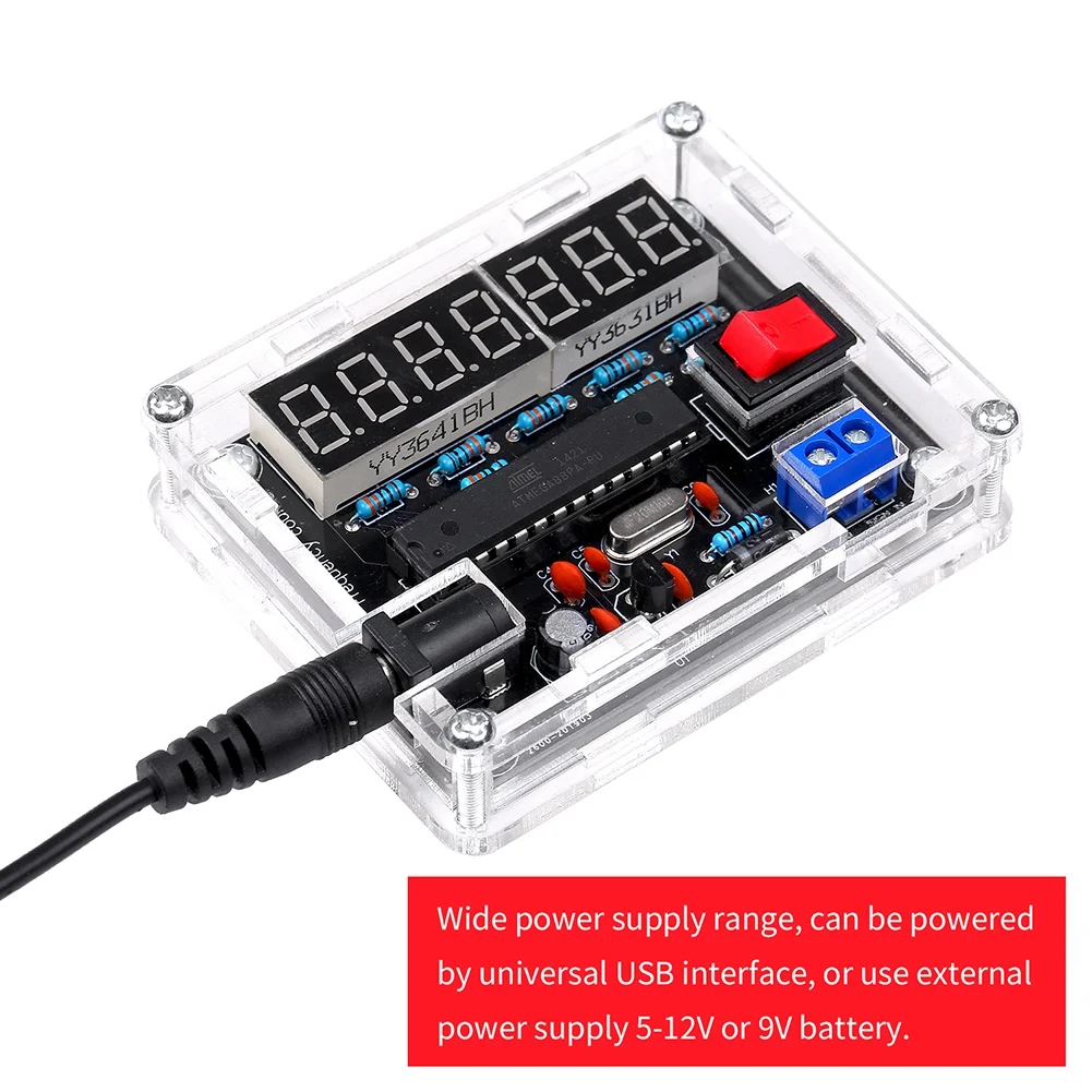 AVR Frequency Meter Crystal Measure Frequency for Measure Oscillator DIY Kit 0.45HZ-10MHZ 7-Bit Precision Resolution