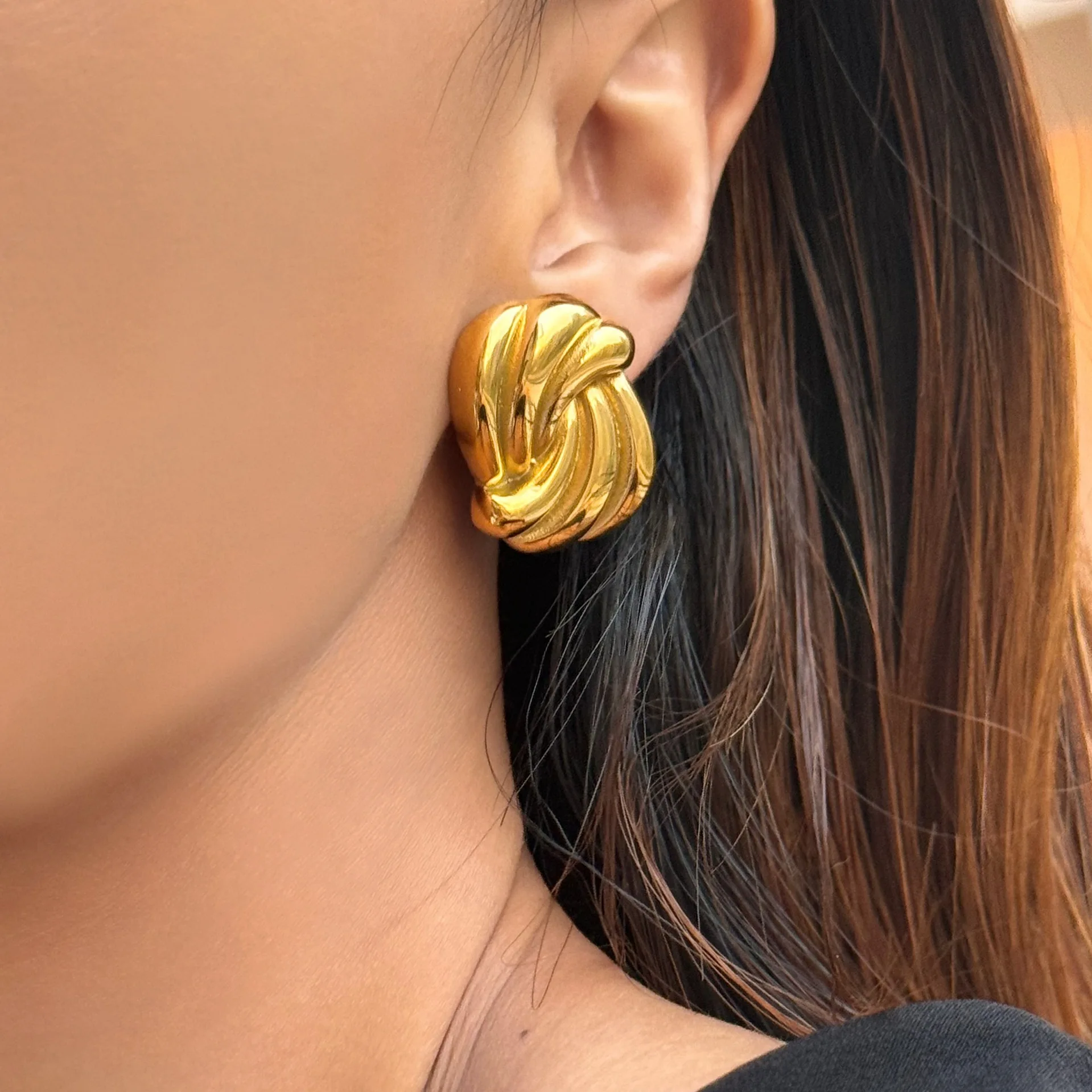 

Miranda Stylish Unique Metal Geometric Unusual Earrings 18K PVD Plated Stainless Steel Personalized Charm Daily Jewelry Gift