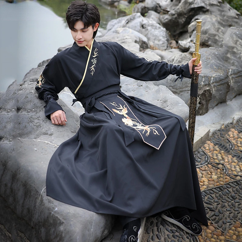 Ancient Costume Clothes Chinese Traditional Hanfu Dress Male Folk Robe Japanese Samurai Party Cosplay Costume Festival Outfits