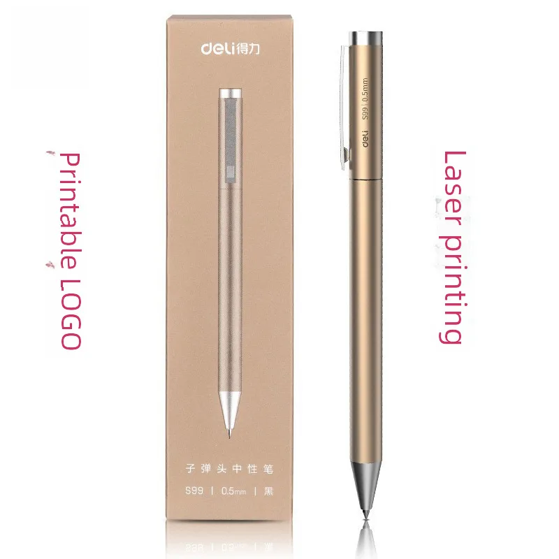 S99 gel pen 0.5mm sign pen bullet head rotating out of the core silver champagne single box can be printed Glass pen