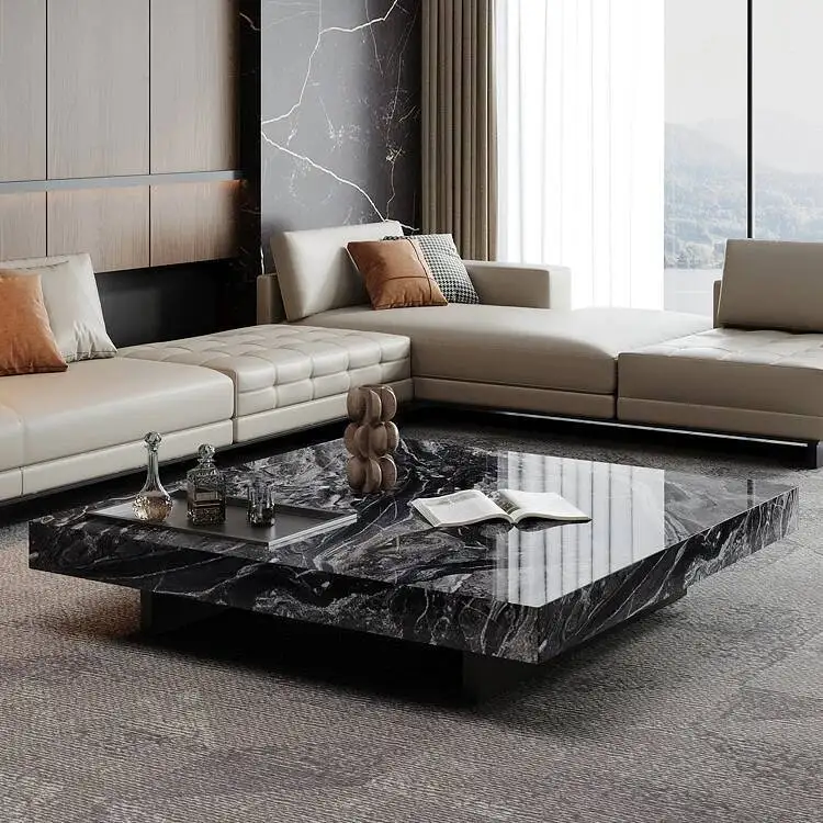 room Living furniture Italian design square coffee table light luxury marble coffee table stainless steel base coffee table