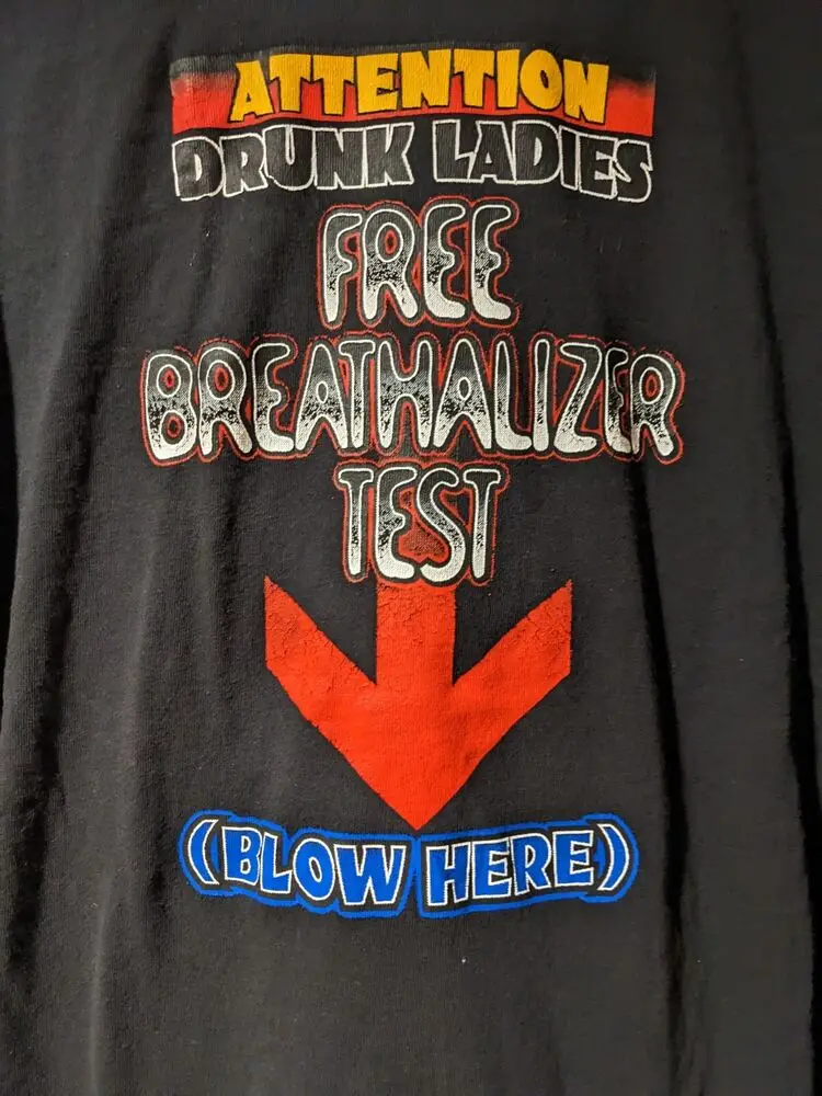 Vintage Attention Drunk Ladies Free Breathalyzer Test Black X-Large T-Shirt