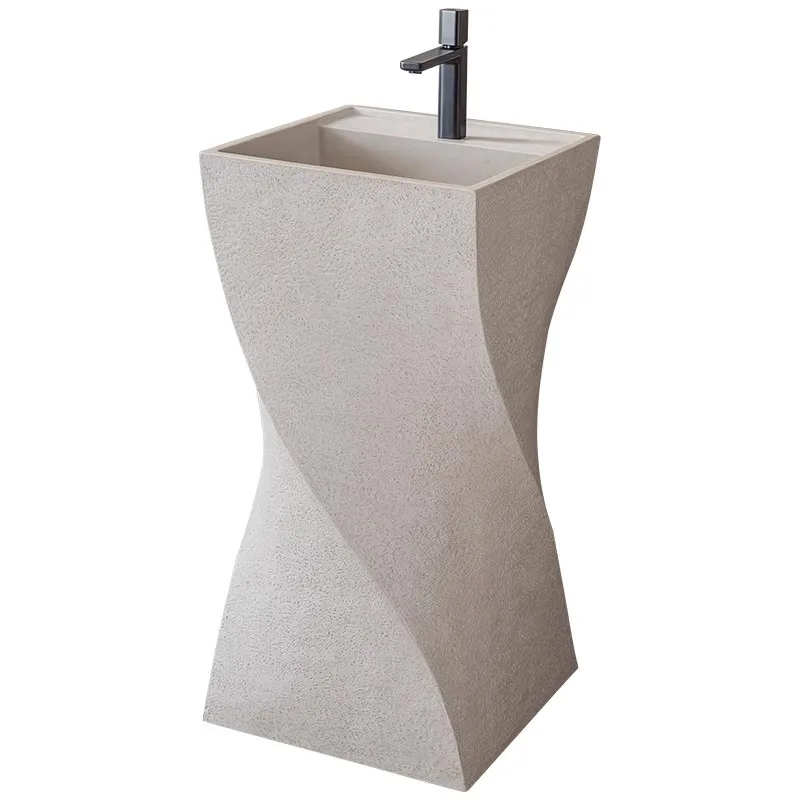 

Кремовый умывальник с ветровой колонной От пола до потолка, встроенный художественный умывальник. Индивидуальный и креативный японский стол для умывания лица.