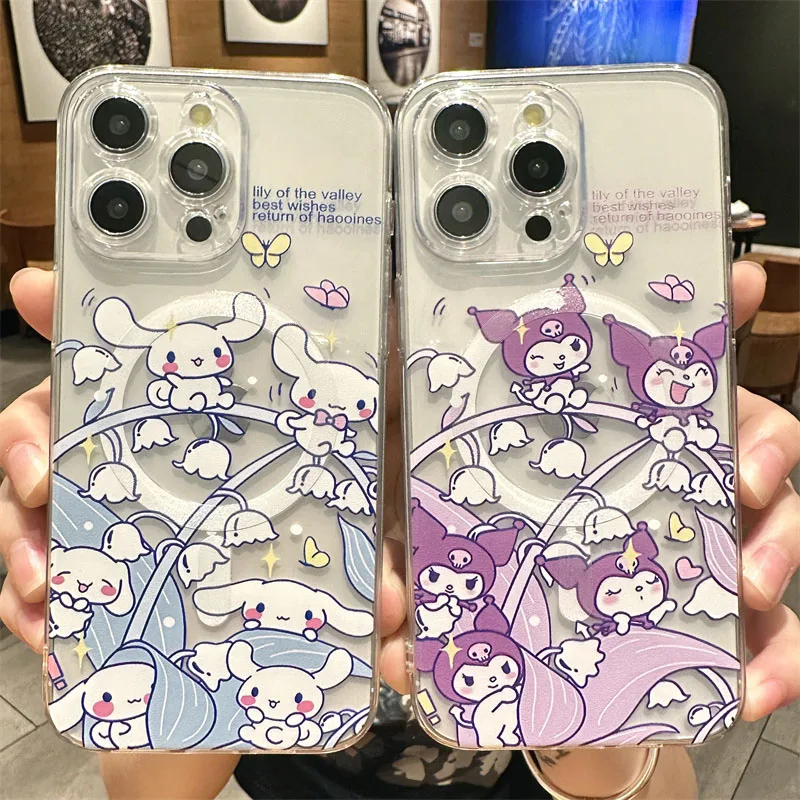 Sanrio Cinnamoroll Rabbit Magsafe Magnetic Wireless Charge Case For iPhone 15 14 13 12 11 Pro Max Mini XS XR 8 7 Plus SE 2020