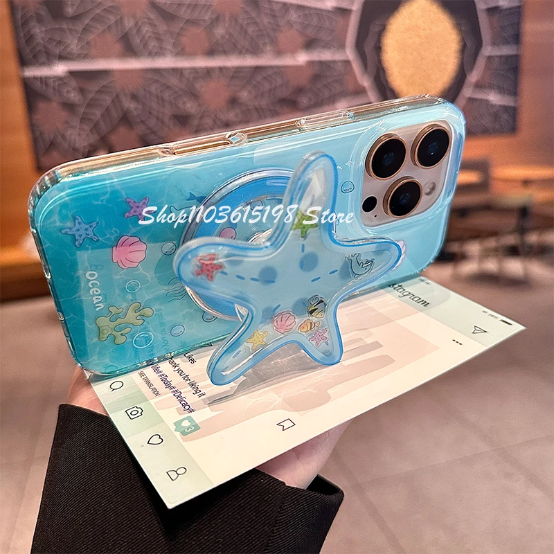 Koreanische Nette Quicksand Schütteln Seestern Magnetische Halter Telefon Grip Tok GripTok Stehen Unterstützung Für iPhone Für Magsafe Zubehör Tok