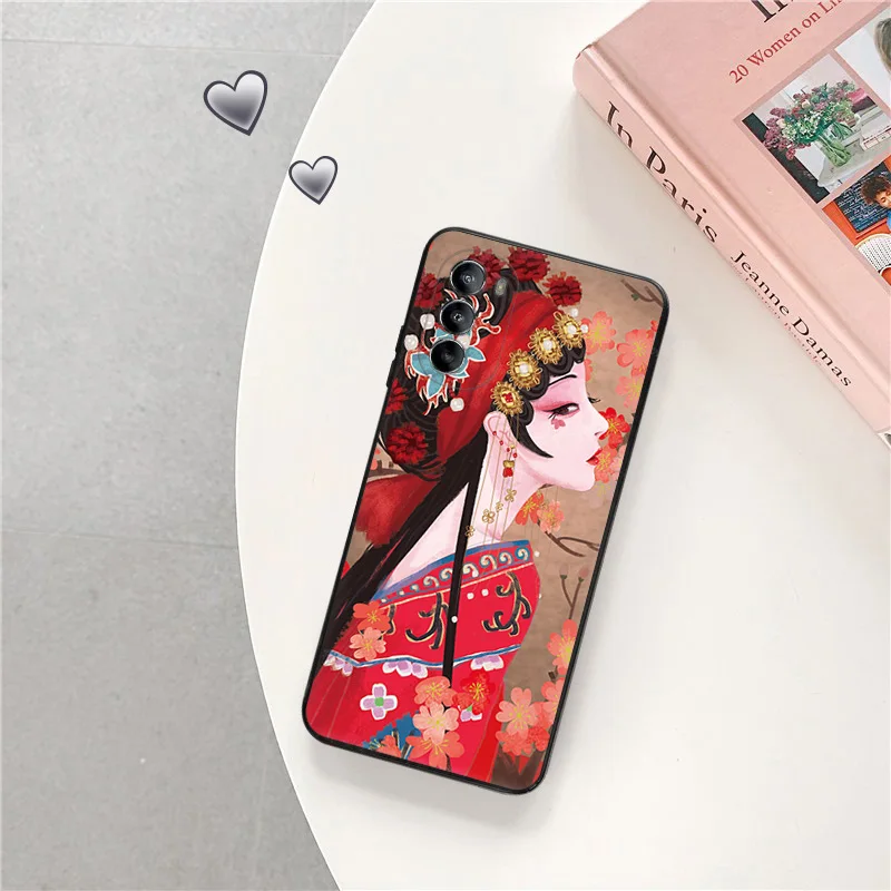 Soft Silicone Phone Case For Moto Edge 30 40 20 G9 G73 G53 G72 G52 G32 G22 G71 G60 G51 G50 Beijin opera Girl dance Face Cover