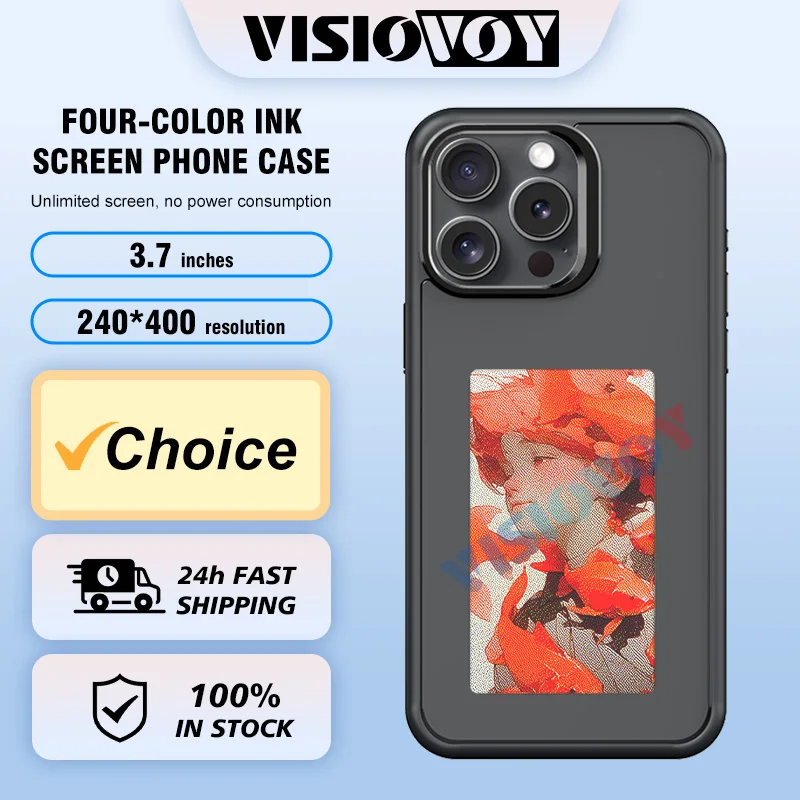 

Smart phone NFC Screen Phone Case For Iphone 16 15 14 13 Pro Max 4-Color E-ink Phone Covers Anime Cartoon Grill Ceace For Funda