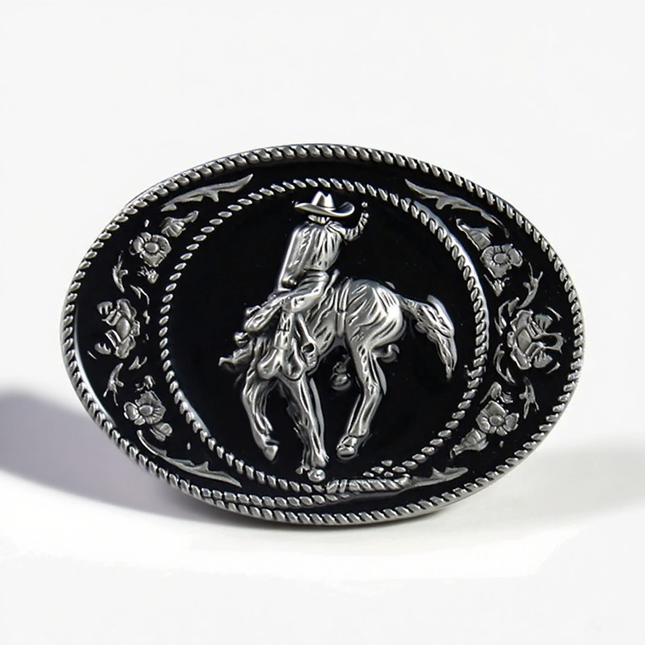 Black Ellipse Belt Buckle Stainless Steel Horseman Retro Western Cowboy Hunting Outfit Outdoor Waistband Decoration Jeans Gift
