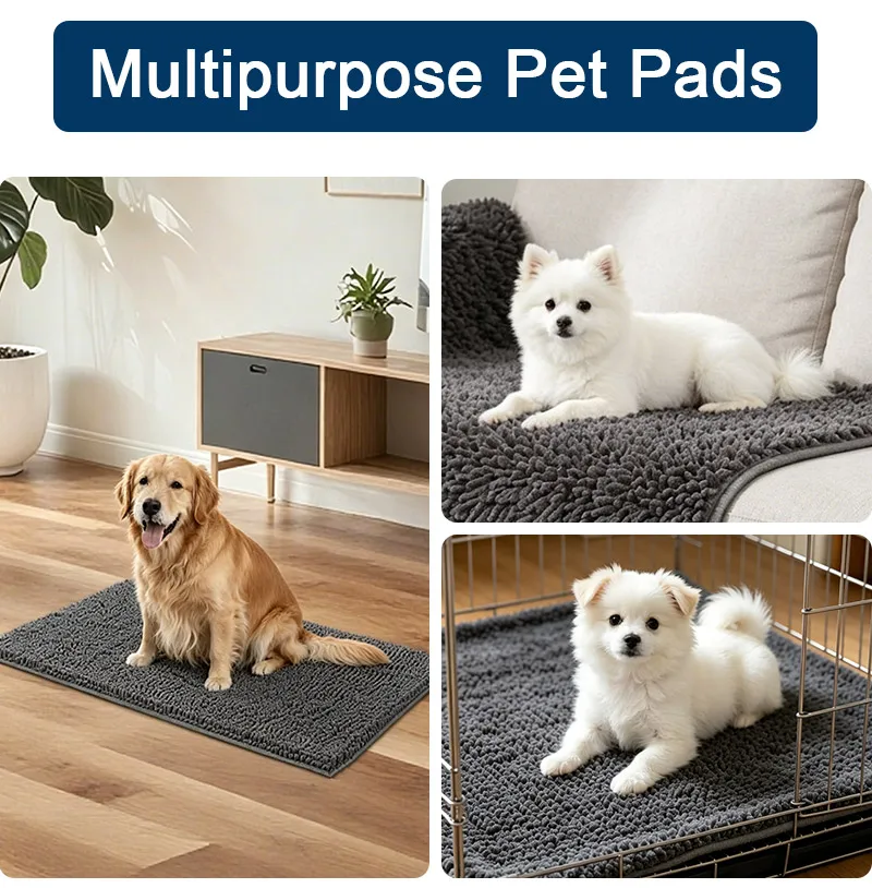 Superabsorbierende Hunde-Türmatte, Rutschfester Boden, Waschbarer Eingangsteppich, Hält Böden Sauber, Perfekt für Schmutzige Nasse Schuhe & Pfoten, Grau – Detail 6