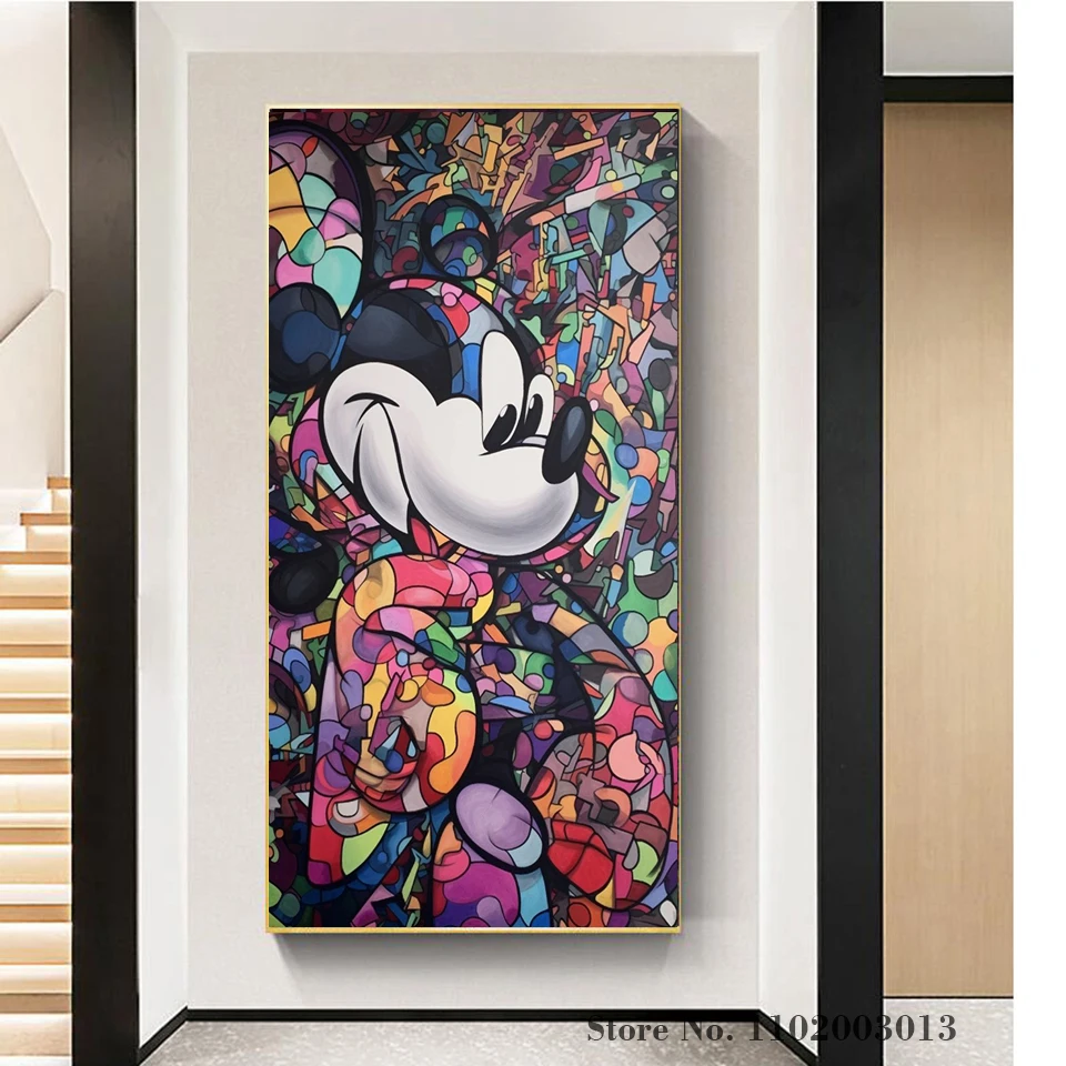 AB Northern Lights Gambar berlian imitasi Dekorasi Rumah grafiti Kit bor penuh 5D lukisan berlian Mickey Mouse seni berlian Disney Cahaya Utara