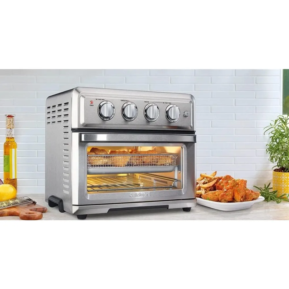 Lucht Friteuse + Convectie Broodrooster Oven , 7-1 Oven Met Bak, Grill, Gril & Warme Opties, Roestvrij Staal, TOA-60