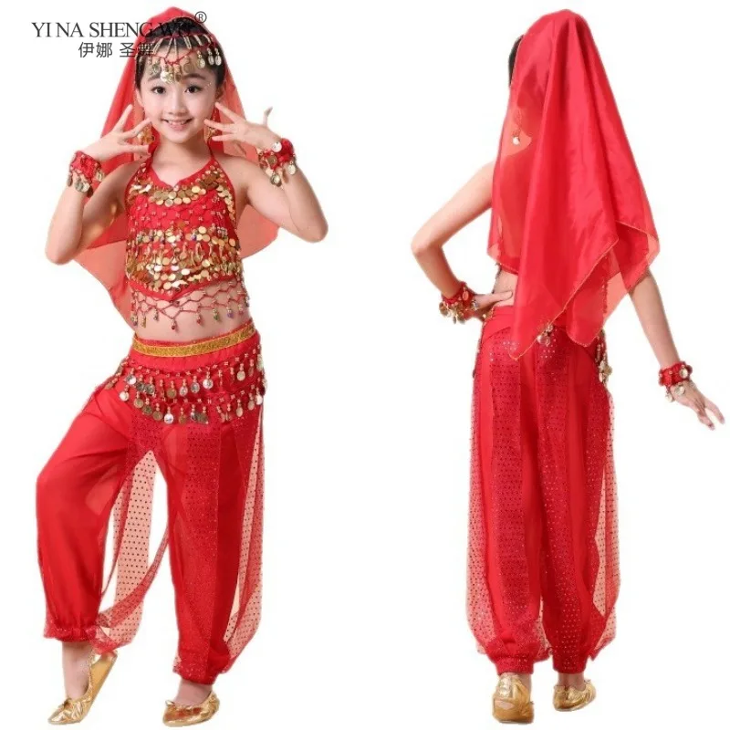 2/3/8 stücke Kinder Bauchtanz Kostüme Set Orientalischen Tanz Kleidung Bauchtanz Anzug Mädchen Ägyptischen Bollywood Indische Kinder Dancewear