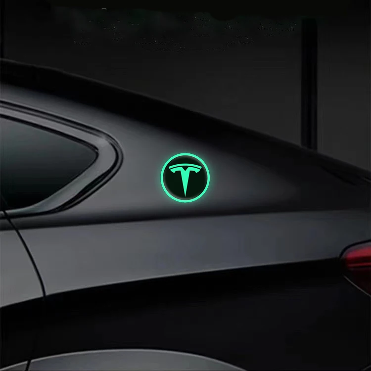 Tesla cars glow-in-the-dark sticker wheel hub Creative rear window decorative sticker decorative warning modified car sticker