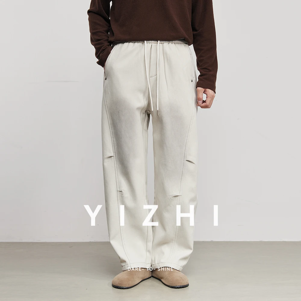 

2025 Autumn Winter New Fleece-Lined Warm Casual Pants for Men Stylish and Versatile Trendy Mini-Swing Sweatpants