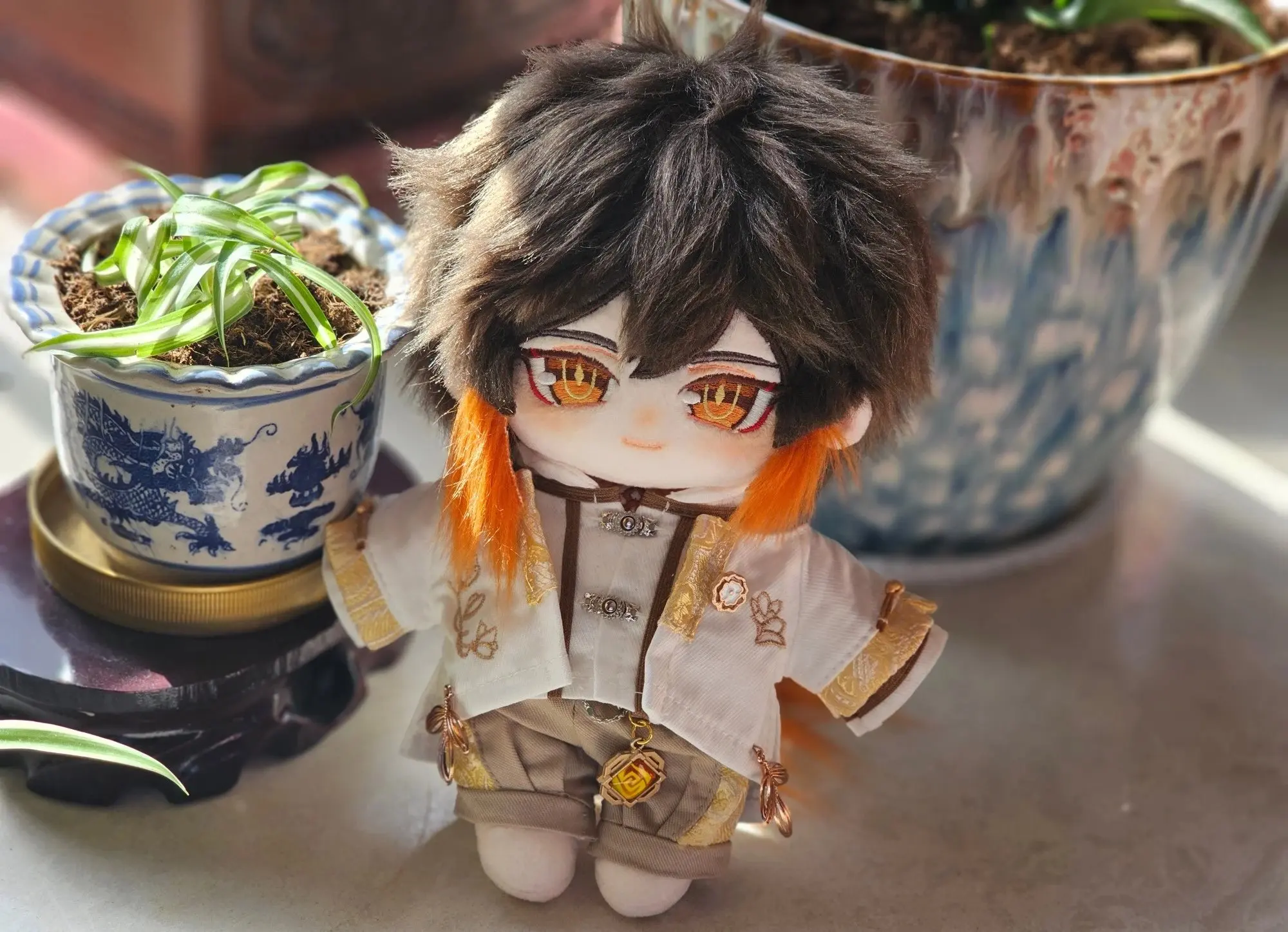 Genshin Impact-Poupées nues en peluche de coton Zhong Li avec vêtements, mascotte au beurre, ornement cosplay, cadeaux, 20cm, en stock, nouveau, 2023
