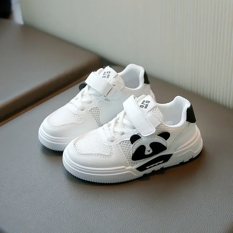 

Boys Girls White Shoes Non-slip Soft Sole 2025 New Fashion Students Tennis Shoes Mesh Breathable Kids Running Shoes Hook&loop