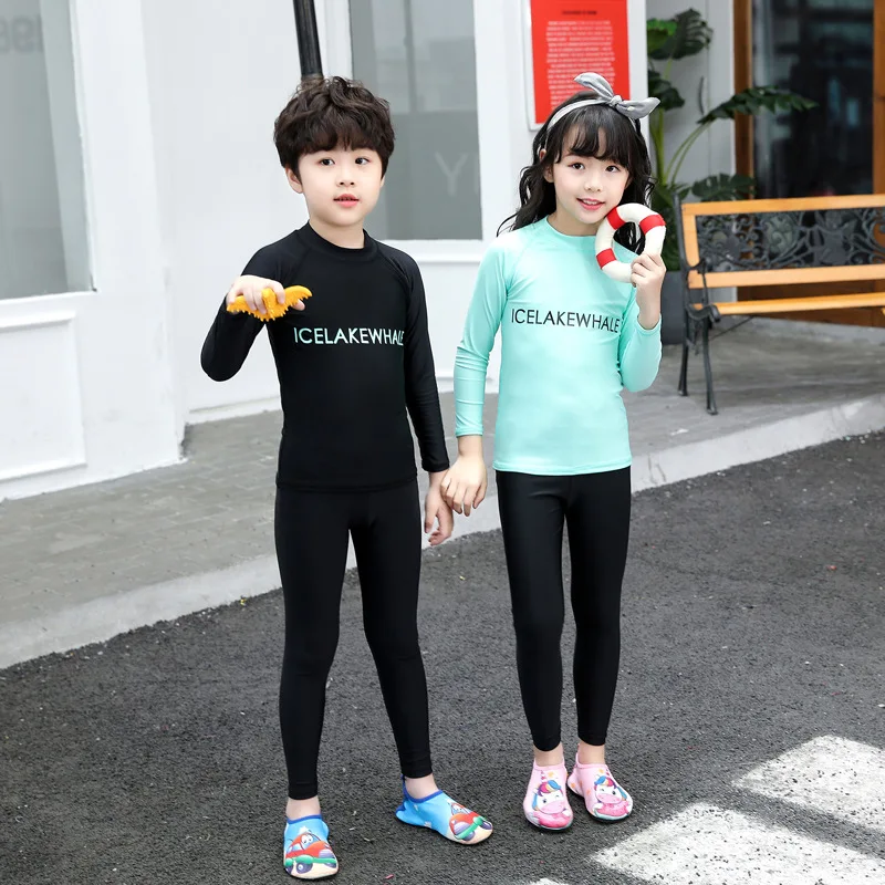 Kids Long Sleeve Rash Guard Sun Protection Swim Shirt & Leggings with Shorts 3pcs/set Wetsuit Dive Skin Beachwear Swimsuits Full