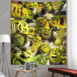 Shrek Tapestry Funny Meme Tapestry Wall Hanging Wall Decor Poster Green Flag for College Dorm Room Bedroom Art Decor