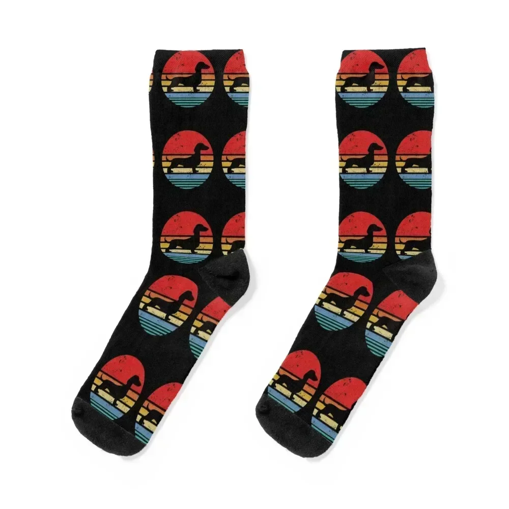 

Dachshund Retro Sunset Dog Daschund Socks hip hop christmas gifts hiphop man Men's Socks Luxury Women's