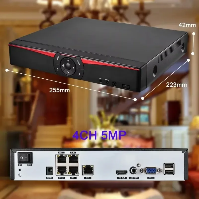 Xmeye 5MP Face Detection Dome CCTV Video Surveillance AI On-vif 4CH NVR Full Camera Set POE IP Camera Security System Kits OEM