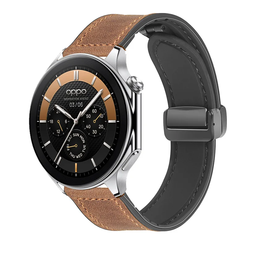 22mm Magnetic Leather Strap for OnePlus Watch 2 Wristband Correa for OPPO Watch X 4 Pro Bracelet for Realme Watch 3 S Pro Bands
