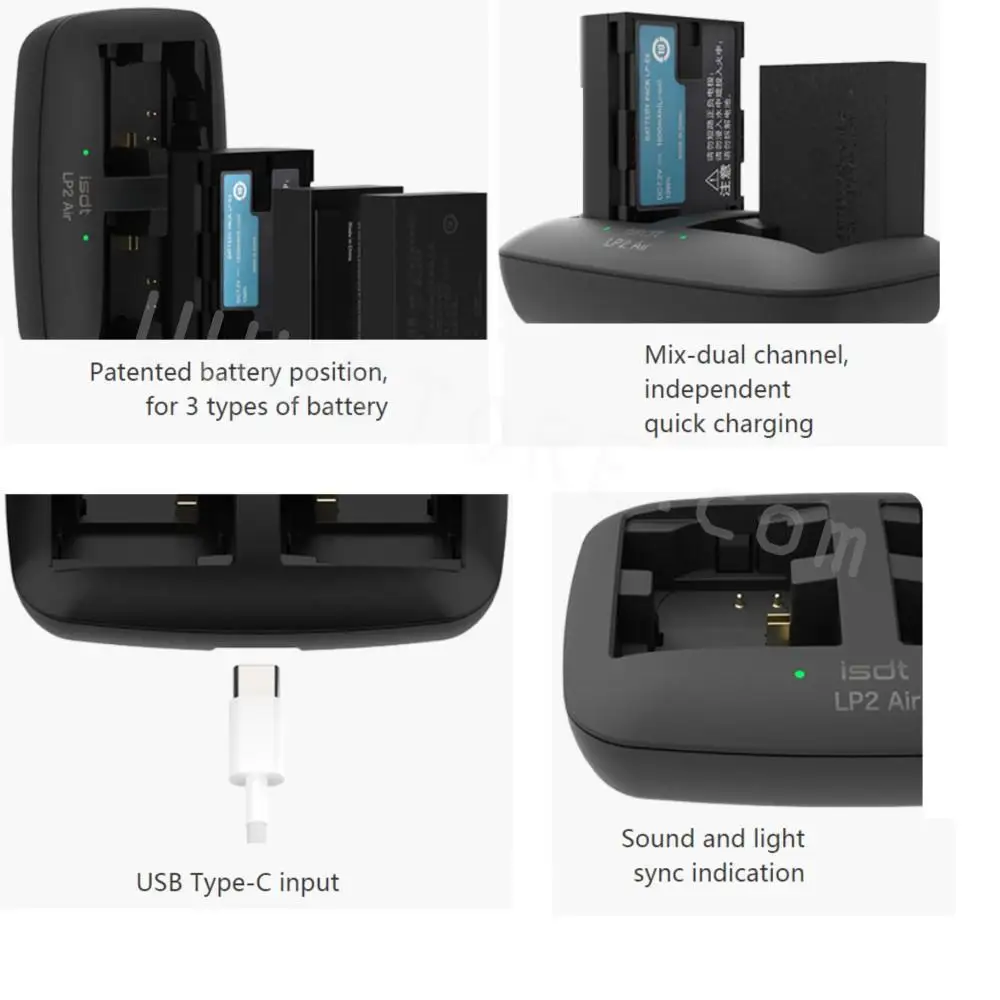 ISDT LP2 Air Battery Charger Mix-dual Channel/ APP Connection Compatible 3 Types Battery For Canon Digital Video Equipment 