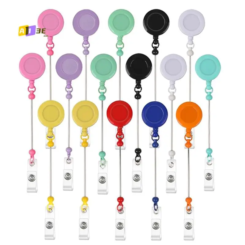 

A13E-Beaded Badge Reel Strip Retractable DIY Badge Reel Kit Nurse ID Card Holder For Teacher Office Supplies DIY Beaded
