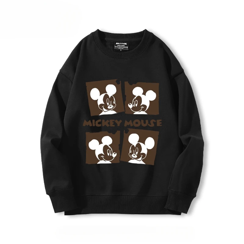 Autumn and Winter new pattern Disney Mickey Mouse Cartoon Anime Printing Women's round neck pullover Couple's clothing pullover