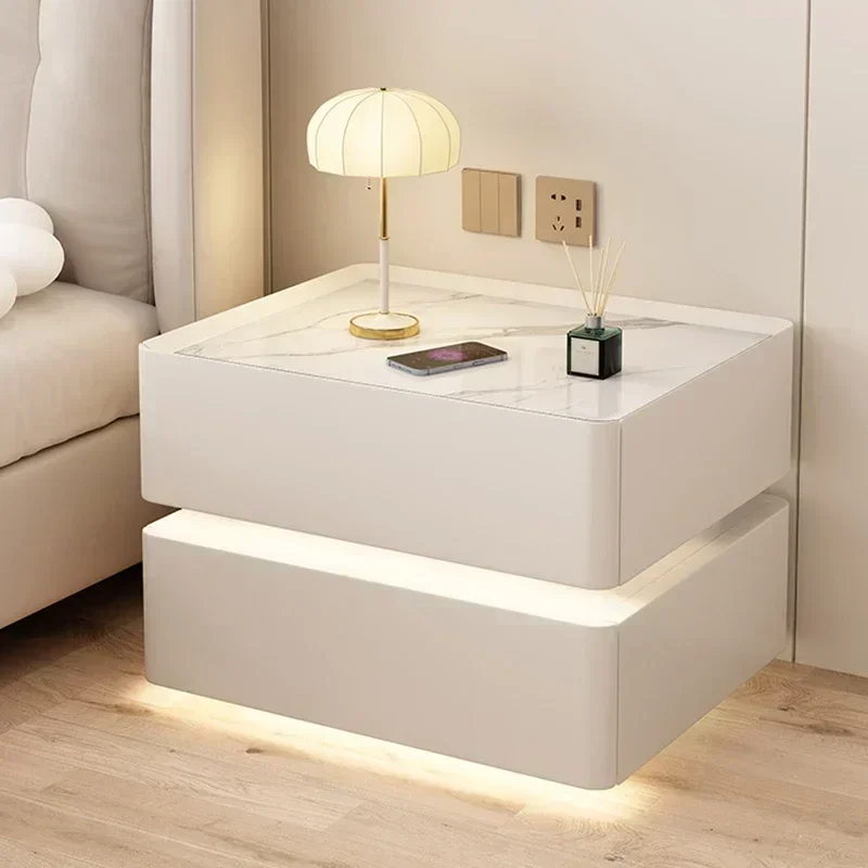 

Storage Modern Nightstand Light Sensor Dimmable Wireless Chargeing Smart Bedside Table Luxury Trendy Table De Nuit Furniture