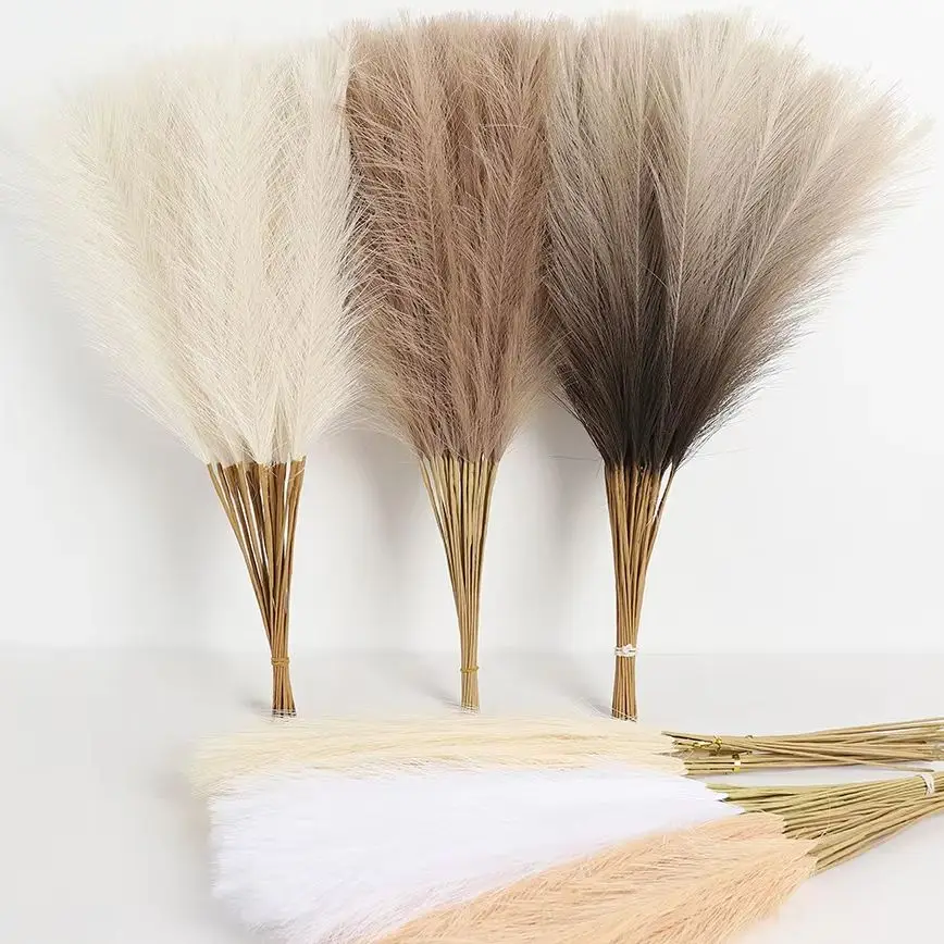 6/12Pcs Pampas Artificial Flowers Bouquet 55CM Fake Flower For Home Room Table Decor Garden Wedding Decoration Vase Accessories